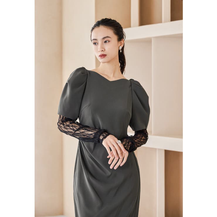 niana レースアームカバードレープドレス　オケージョンドレス niana（ニアナ） ドレス レースアームカバードレープドレス 2点セット