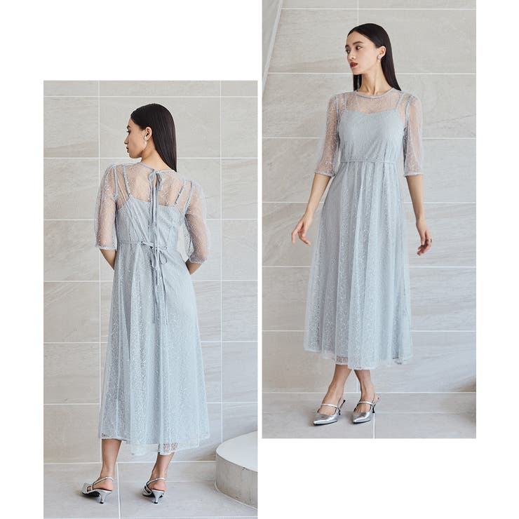 niana ニアナ ラメレースレイヤードドレス[品番：FT000010486