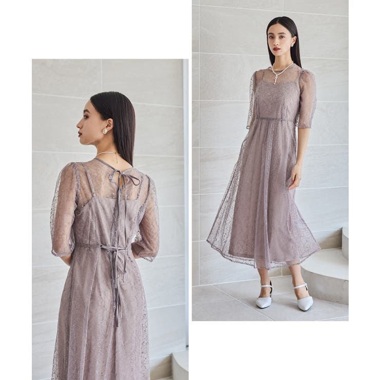 niana ニアナ ラメレースレイヤードドレス[品番：FT000010486