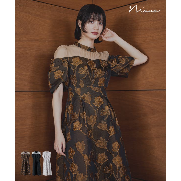 niana ニアナ フラワージャガードフレアドレス[品番：FT000010563