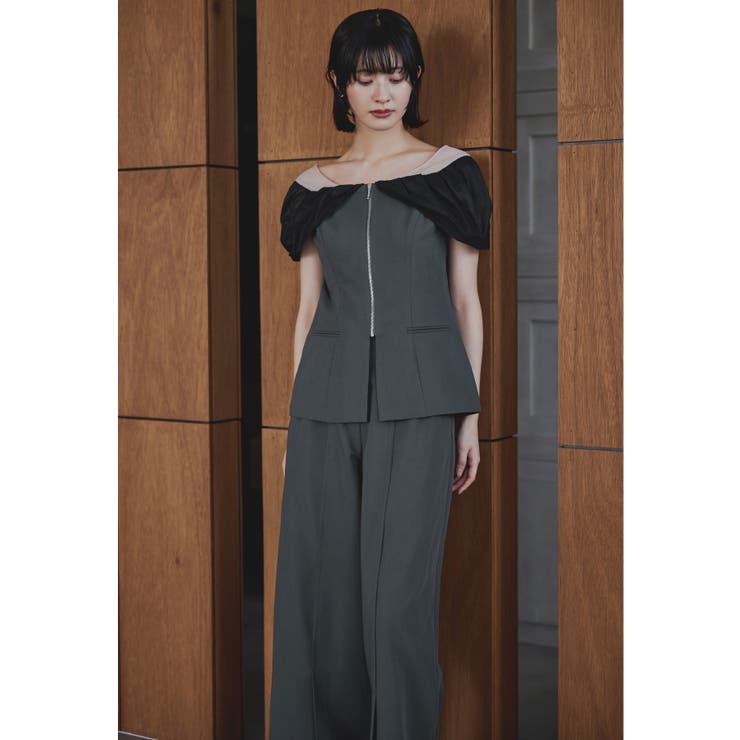 チャコール | niana ニアナ ノットシャツドッキングセットアップドレス | Fashion Letter