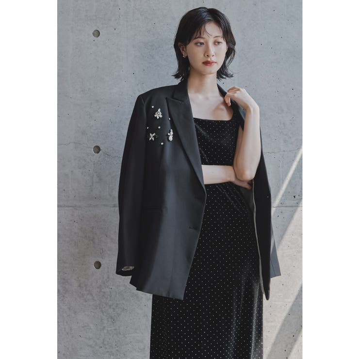 ブラック | niana ニアナ ジュエルシャインボクシージャケット | Fashion Letter