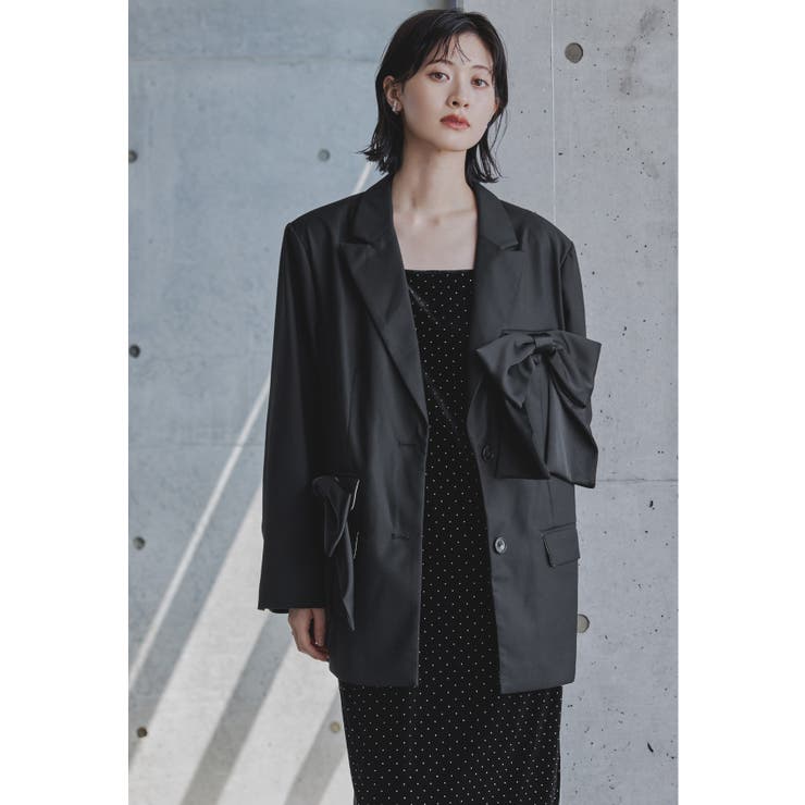 ブラック | niana ニアナ ビッグリボンジャケット | Fashion Letter