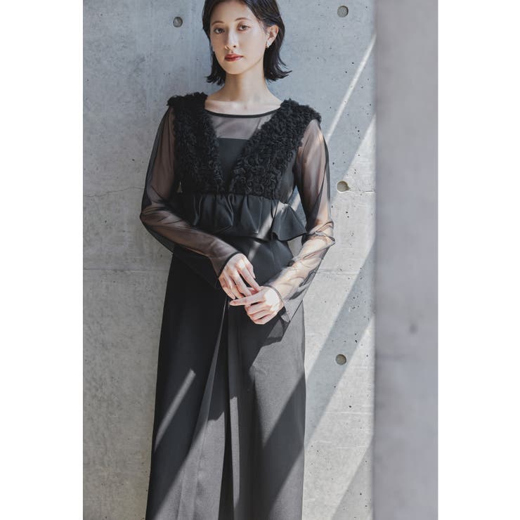 niana チュールフリルパフラムドレス niana（ニアナ） ドレス 「低身長用サイズあり」チュールフリル