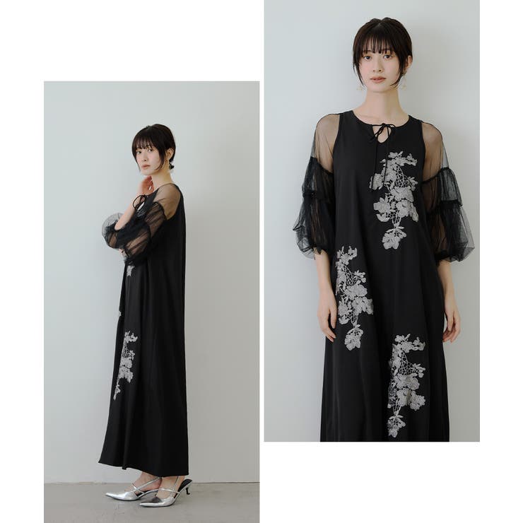 niana ニアナ フラワー刺繍Aラインドレス | Fashion Letter | 詳細画像4