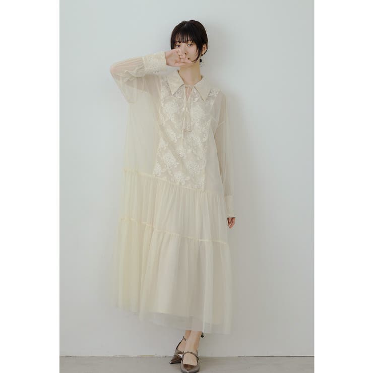 エクリュ | niana ニアナ モールレースAラインドレス | Fashion Letter