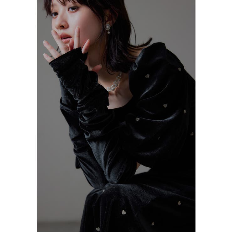 ブラック | niana ニアナ ベロアアームカバー | Fashion Letter