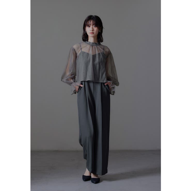 チャコール | niana ニアナ シアートップスオールインワンドレス | Fashion Letter