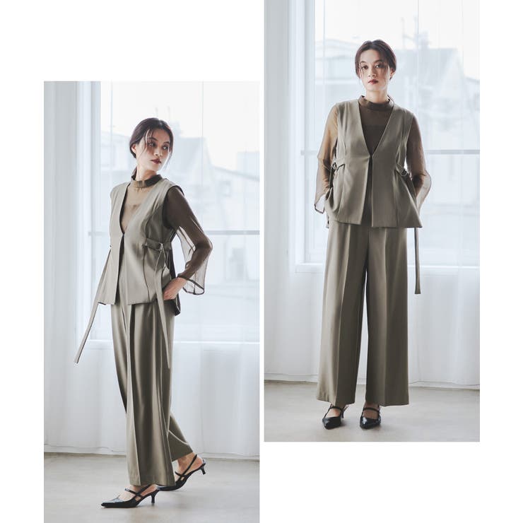 niana ニアナ サイドベルトジレオールインワンセットアップ | Fashion Letter | 詳細画像4 