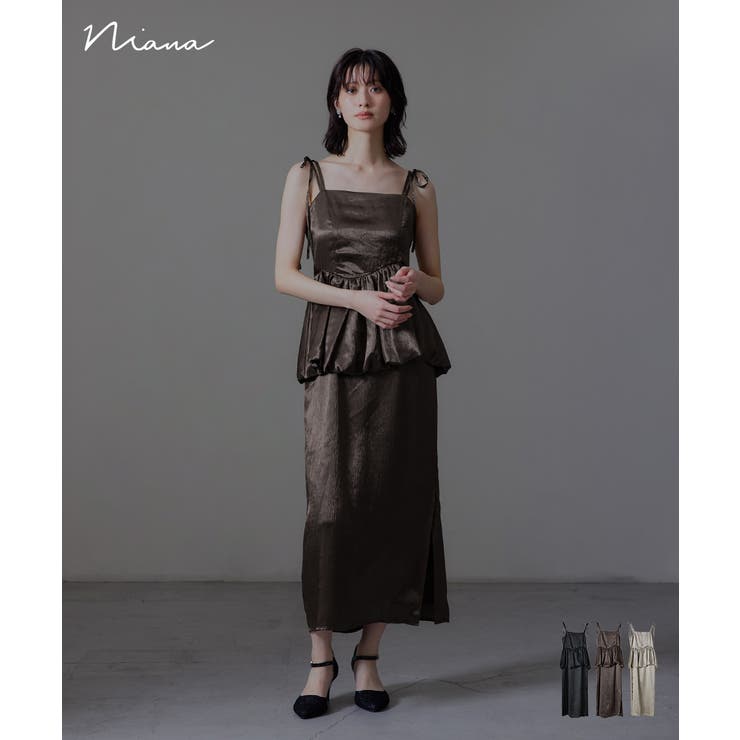 niana ニアナ ワッシャーサテンペプラムキャミドレス | Fashion Letter | 詳細画像1 