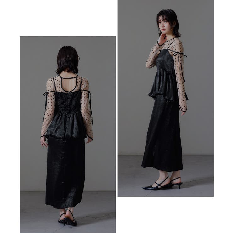 niana ニアナ ワッシャーサテンペプラムキャミドレス | Fashion Letter | 詳細画像10 