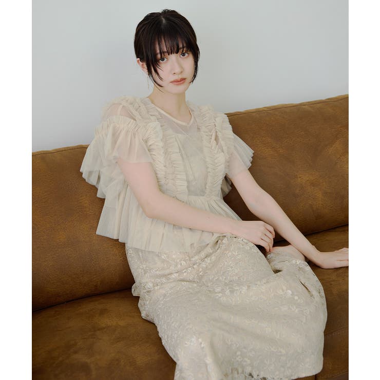 niana ニアナ チュールフリルペプラムブラウスセットドレス[品番