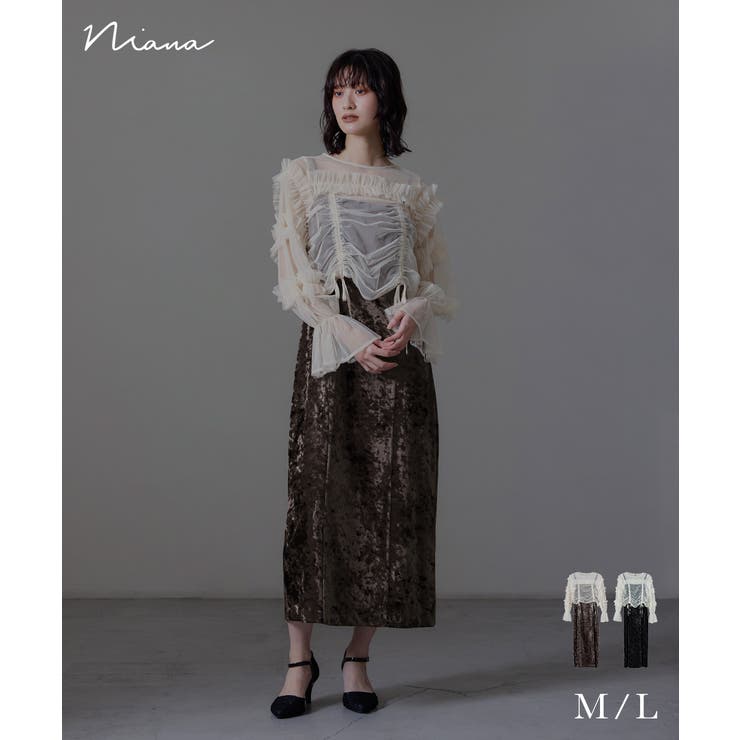 niana ニアナ チュールトップスクラッシュベロアドレス | Fashion Letter | 詳細画像1 