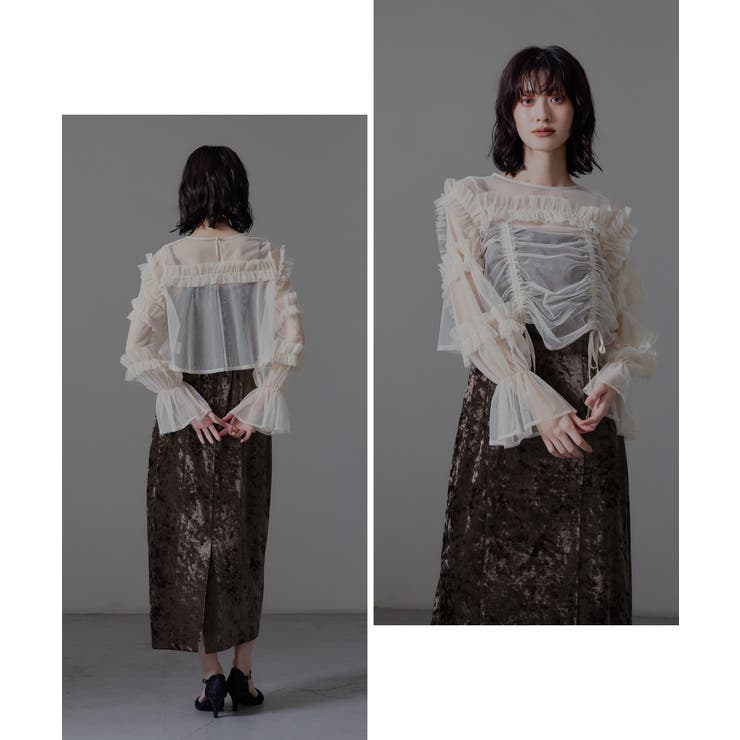 niana ニアナ チュールトップスクラッシュベロアドレス | Fashion Letter | 詳細画像4 
