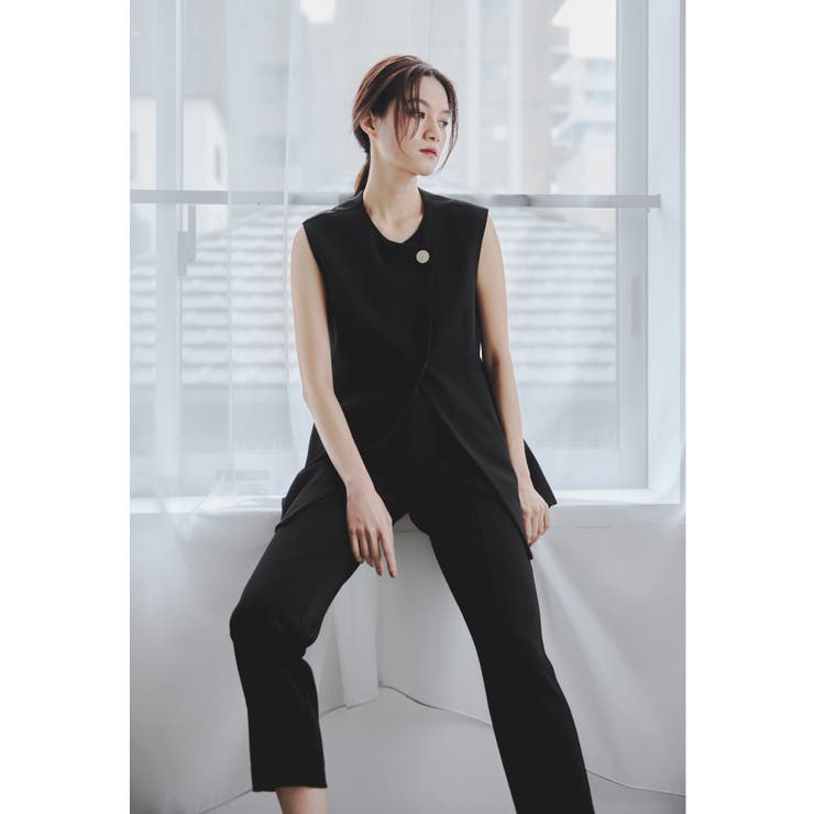 ブラック | niana ニアナ アシンメトリージレパンツスーツ | Fashion Letter