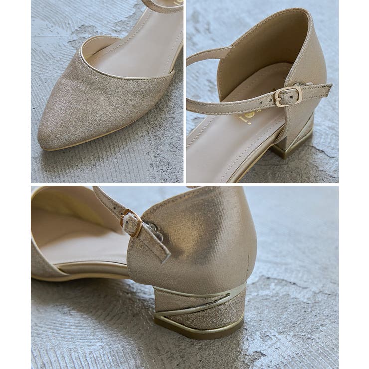 niana ニアナ ラメチャンキーヒールパンプス[品番：FT000010717