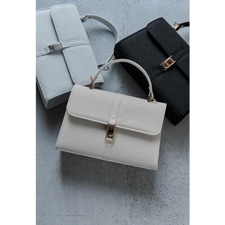 ベージュ | niana ニアナ スクエアラメハンドバッグ | Fashion Letter