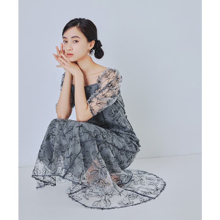 niana ニアナ フラワーウェーブパイピングドレス | Fashion Letter | 詳細画像8 