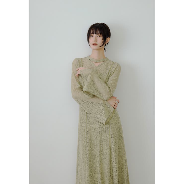 イエロー | niana ニアナ スウィッチングレースドレス | Fashion Letter