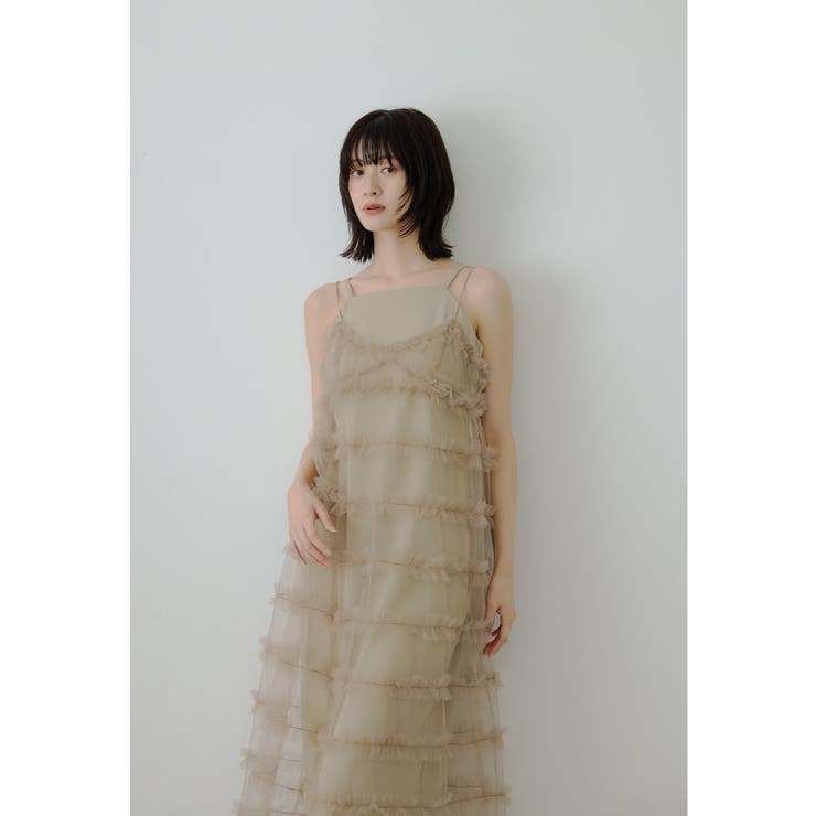 ベージュ | niana ニアナ フリルラインガーリードレス | Fashion Letter