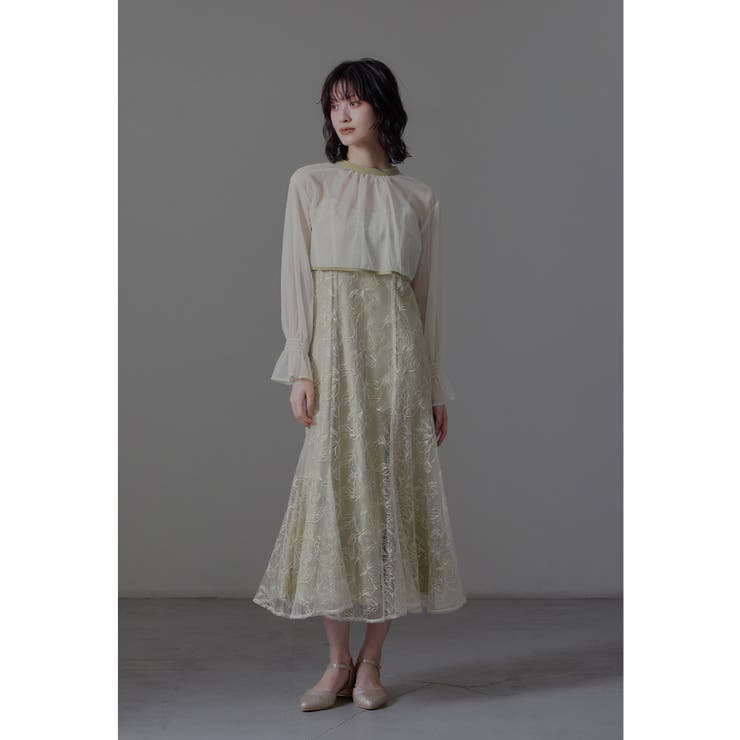 イエロー | niana ニアナ ダブルリボンボレロセットドレス | Fashion Letter