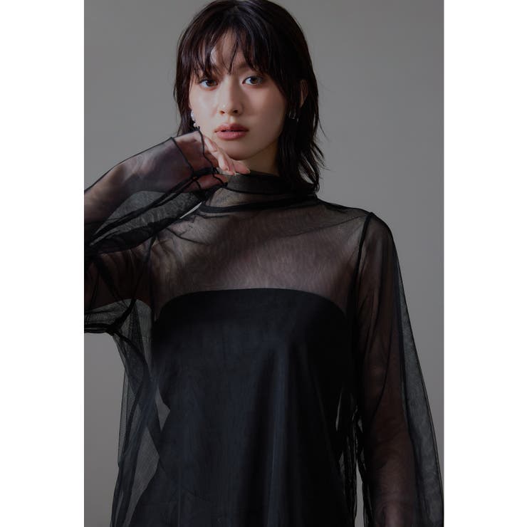 ブラック | niana ニアナ チュールレイヤードトップス | Fashion Letter