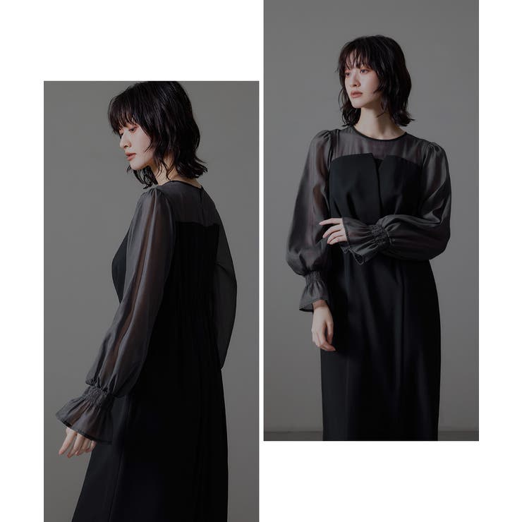 niana ニアナ ビスチェ風ボリュームスリーブシフォンドレス | Fashion Letter | 詳細画像3 