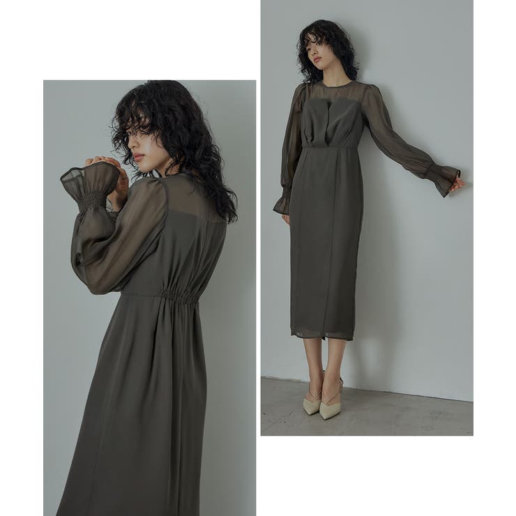 niana ニアナ ビスチェ風ボリュームスリーブシフォンドレス | Fashion Letter | 詳細画像11 