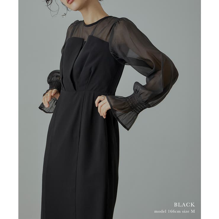 niana ニアナ ビスチェ風ボリュームスリーブシフォンドレス | Fashion Letter | 詳細画像12 