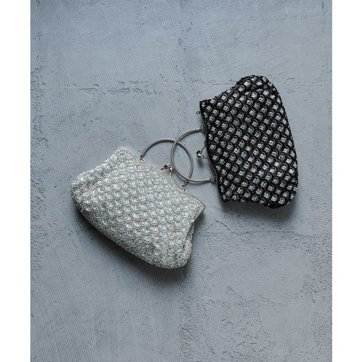 niana ニアナ ビーズスパンコールがま口ハンドバッグ[品番