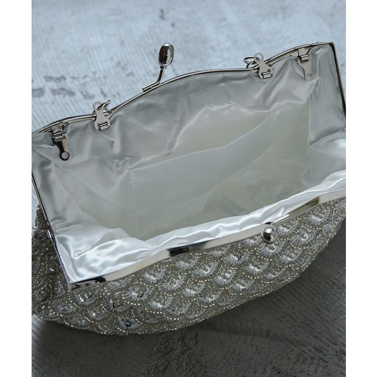 niana ニアナ ビーズスパンコールがま口ハンドバッグ[品番