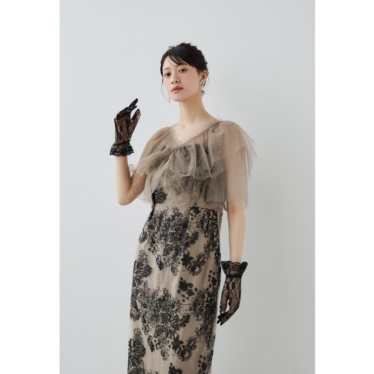 ベージュ | niana ニアナ レイヤードチュールドレス | Fashion Letter