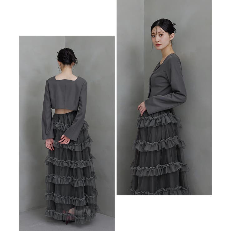 niana ニアナ ティアードチュールスカートジャケットセットアップ | Fashion Letter | 詳細画像4 