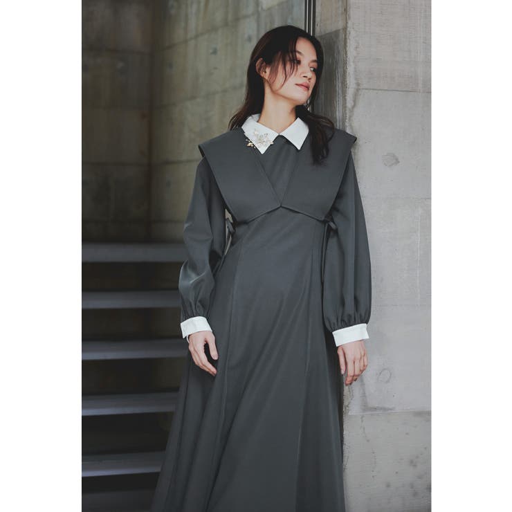 チャコール | niana ニアナ レイヤードシャツワンピース | Fashion Letter