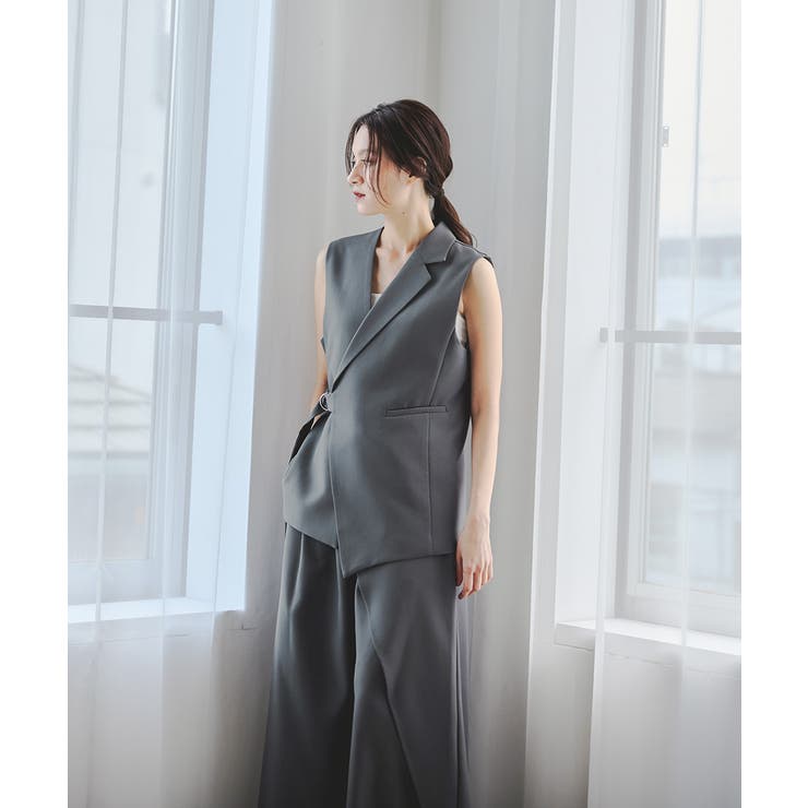 niana ニアナ アシンメトリーサイドベルトジレラップパンツスーツ | Fashion Letter | 詳細画像8 