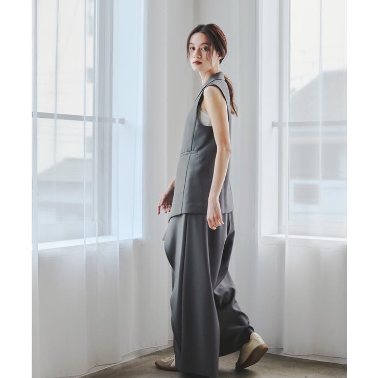 niana ニアナ アシンメトリーサイドベルトジレラップパンツスーツ | Fashion Letter | 詳細画像10 