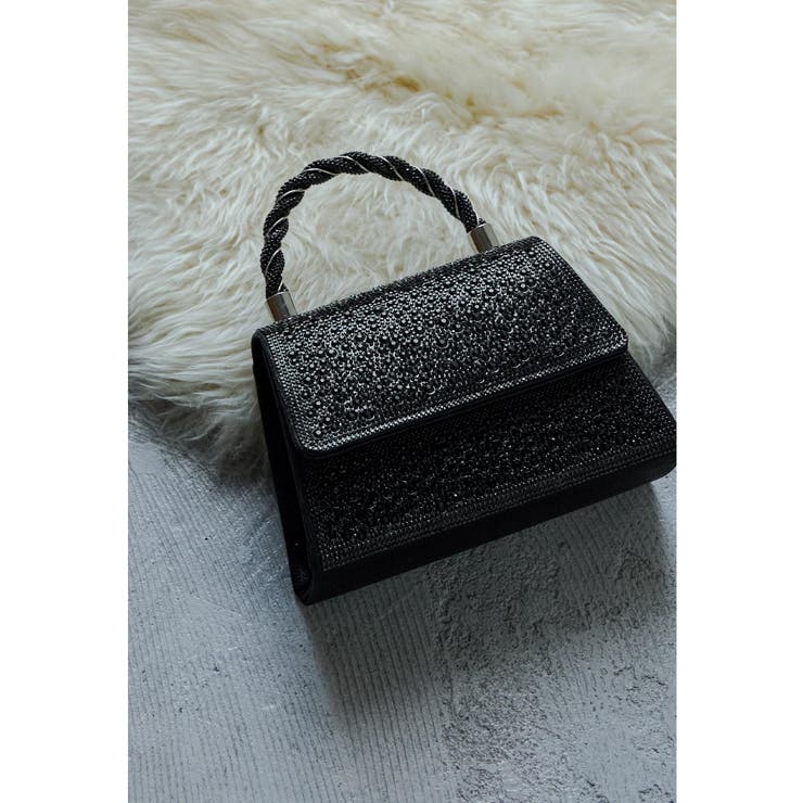 ブラック | niana ニアナ ラインストーンハンドバッグ | Fashion Letter