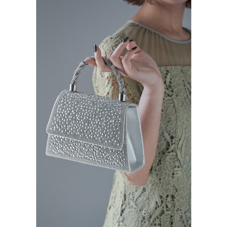 シルバー | niana ニアナ ラインストーンハンドバッグ | Fashion Letter