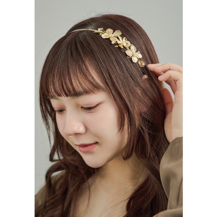 ゴールド | niana ニアナ メタルフラワーカチューシャ | Fashion Letter