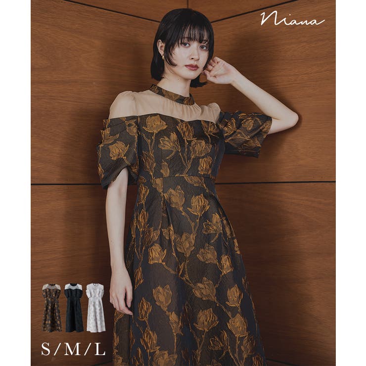 niana ニアナ フラワージャガードフレアドレス[品番：FT000010563