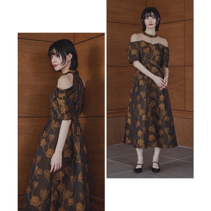 niana ニアナ フラワージャガードフレアドレス[品番：FT000010563