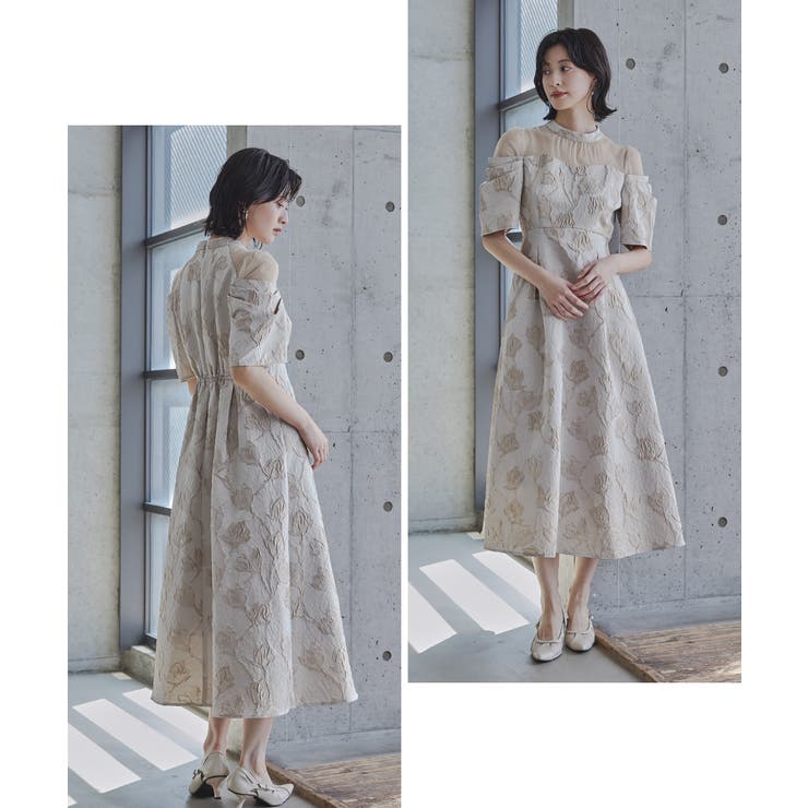 niana ニアナ フラワージャガードフレアドレス[品番：FT000010563