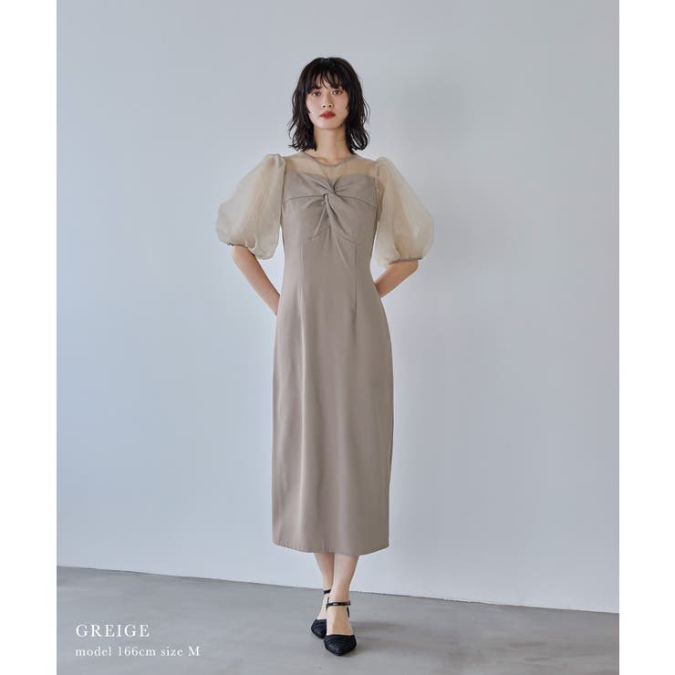 niana ニアナ ラインストーンツイストパフスリーブドレス | Fashion Letter | 詳細画像8 