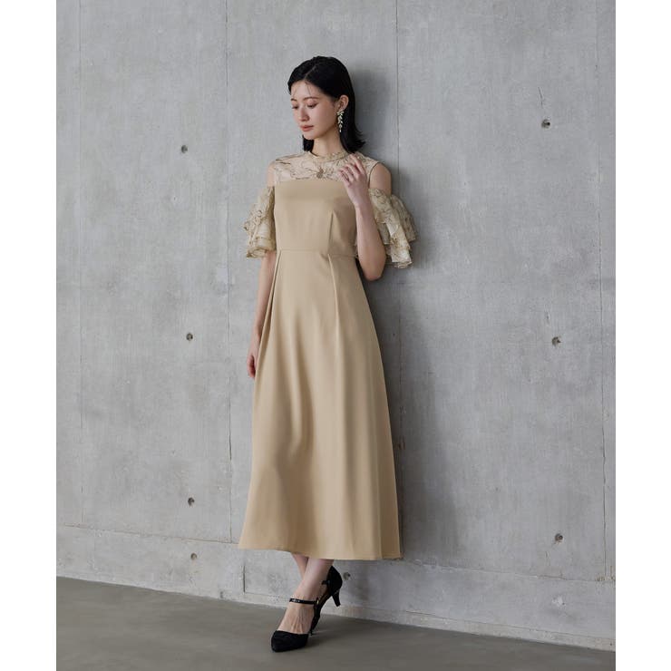 niana ニアナ オフショルフリルフラワー刺繍ドレス | Fashion Letter | 詳細画像3 