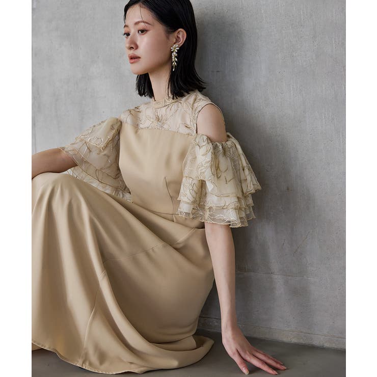 niana ニアナ オフショルフリルフラワー刺繍ドレス | Fashion Letter | 詳細画像7 