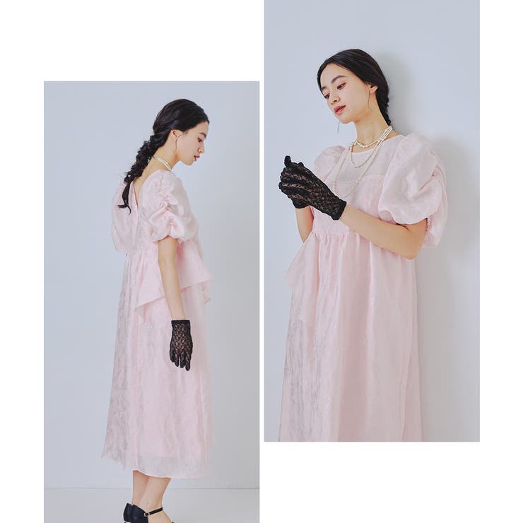 niana ニアナ バブルスリーブジャガードドレス[品番：FT000010333