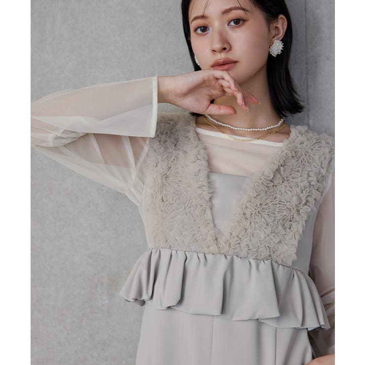 niana ニアナ チュールフリルペプラムドレス[品番：FT000010550