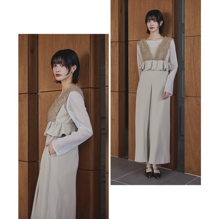 niana チュールフリルパフラムドレス niana（ニアナ） ドレス 「低身長用サイズあり」チュールフリル