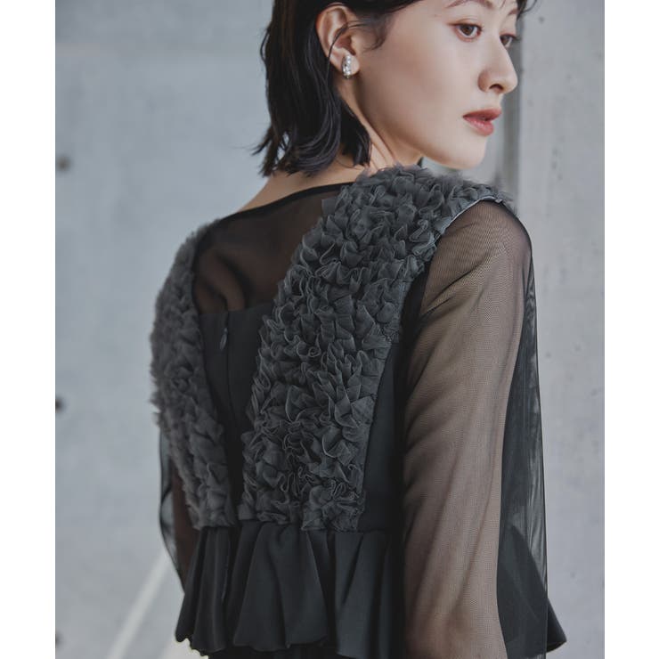 niana ニアナ チュールフリルペプラムドレス[品番：FT000010550