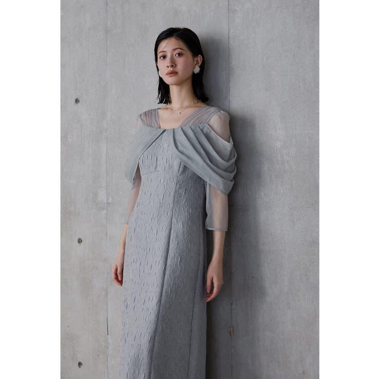 グレー | niana ニアナ オフショルダージャガードドレス | Fashion Letter